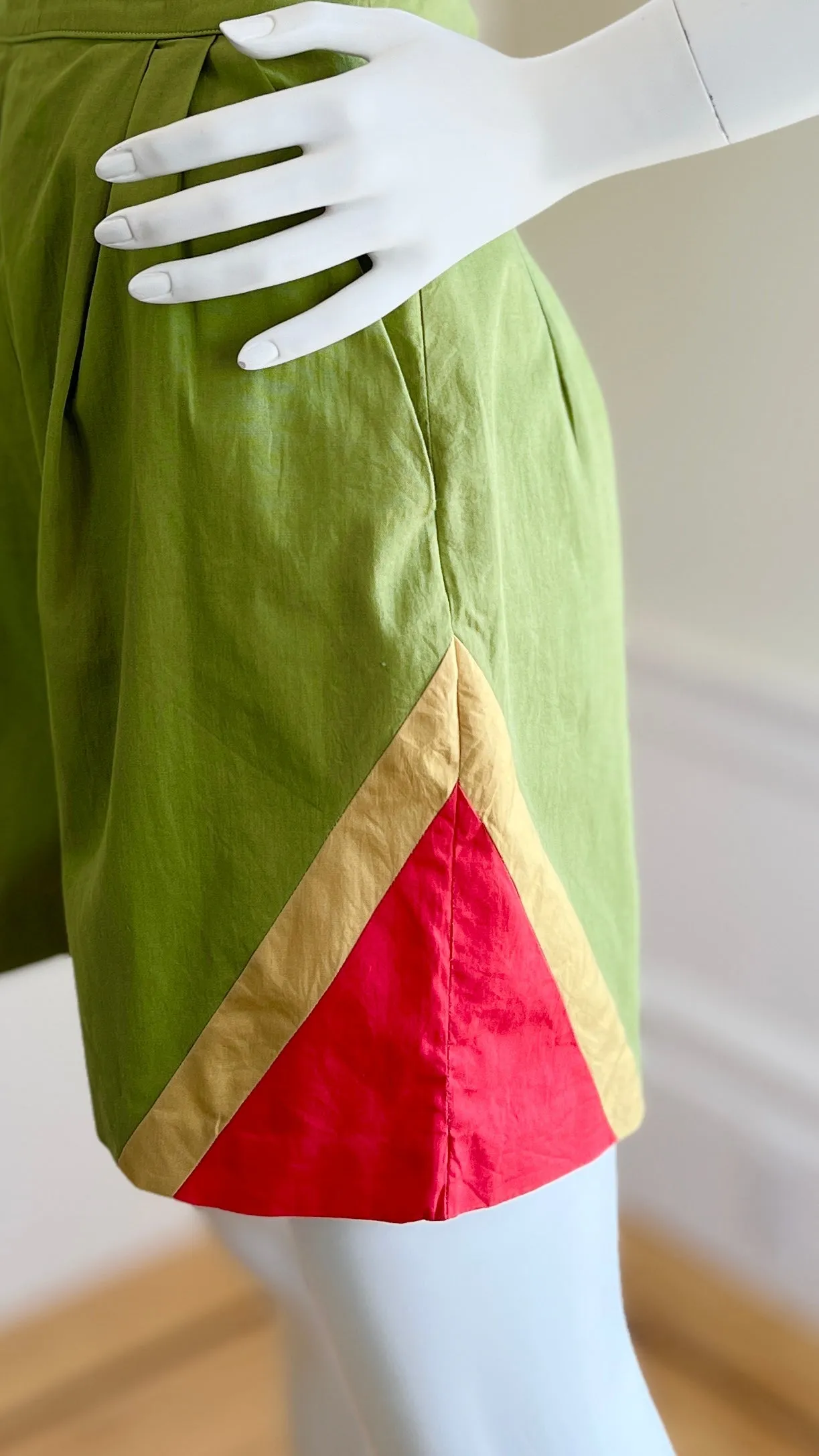 1940s 1950s Color Block Shorts | small