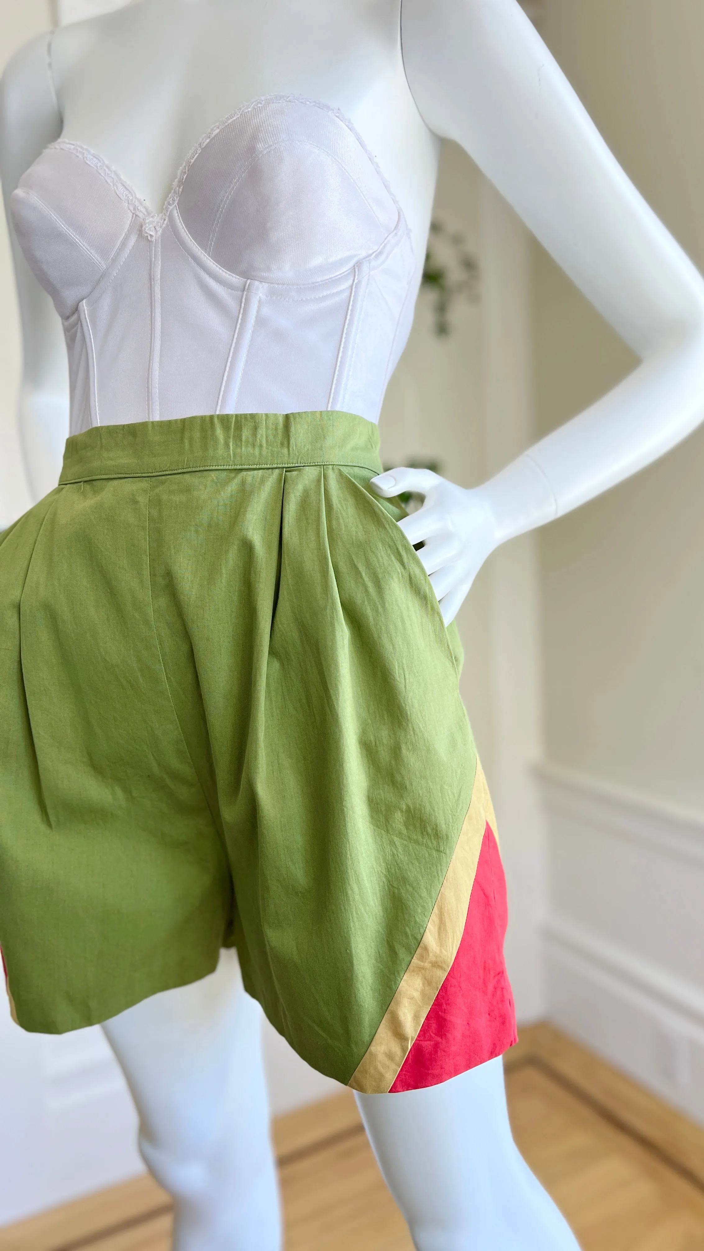 1940s 1950s Color Block Shorts | small