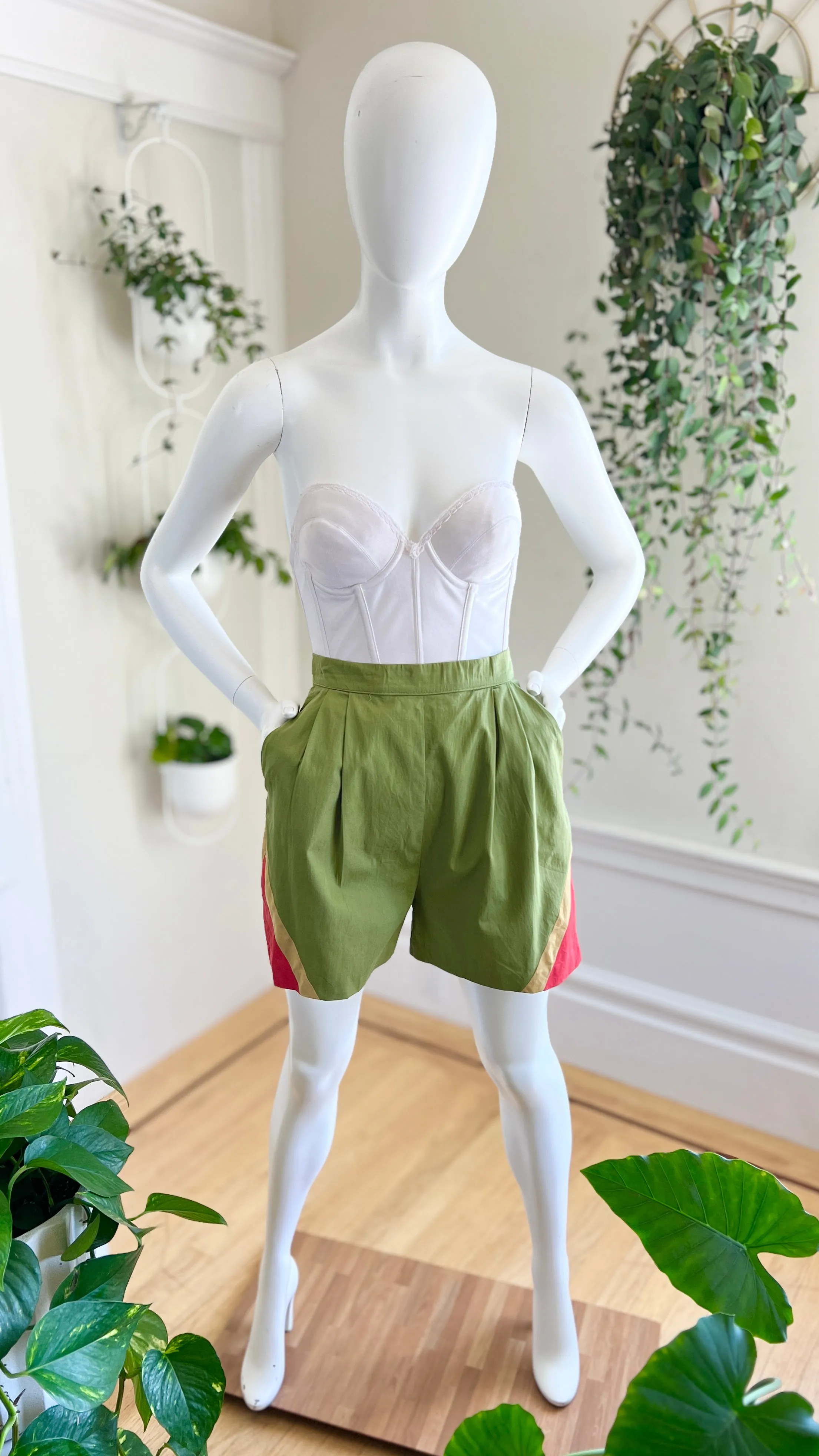 1940s 1950s Color Block Shorts | small