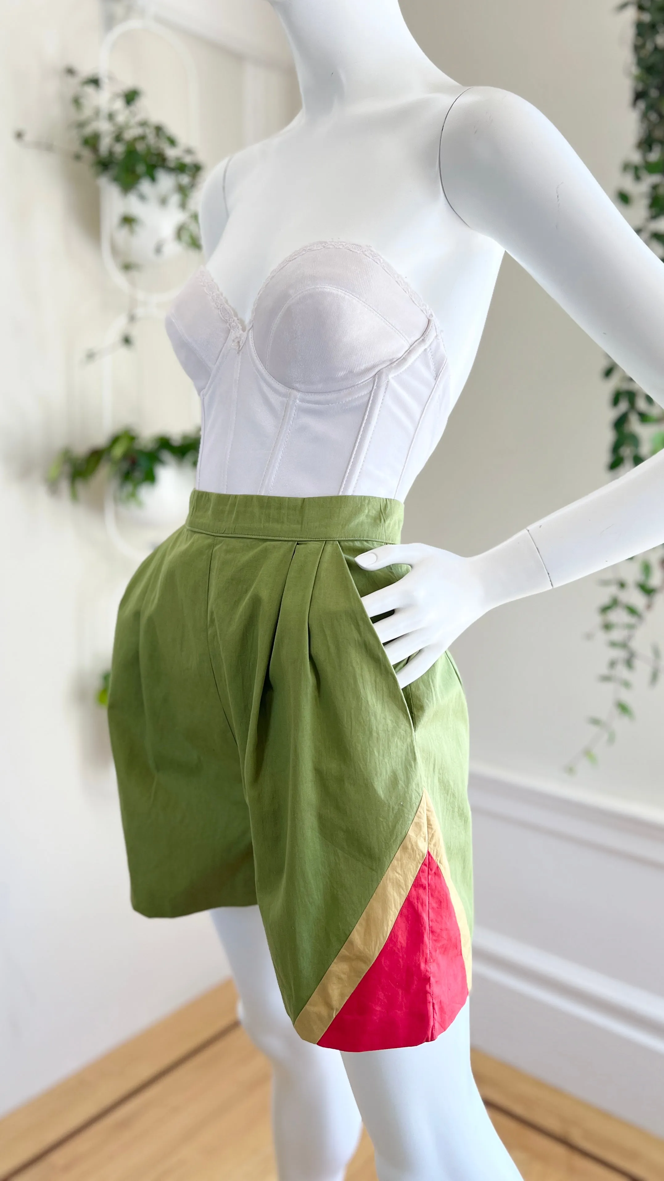 1940s 1950s Color Block Shorts | small