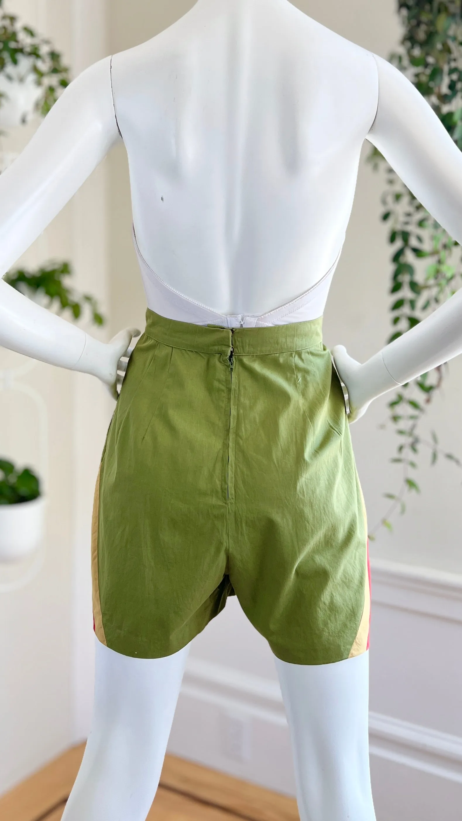 1940s 1950s Color Block Shorts | small