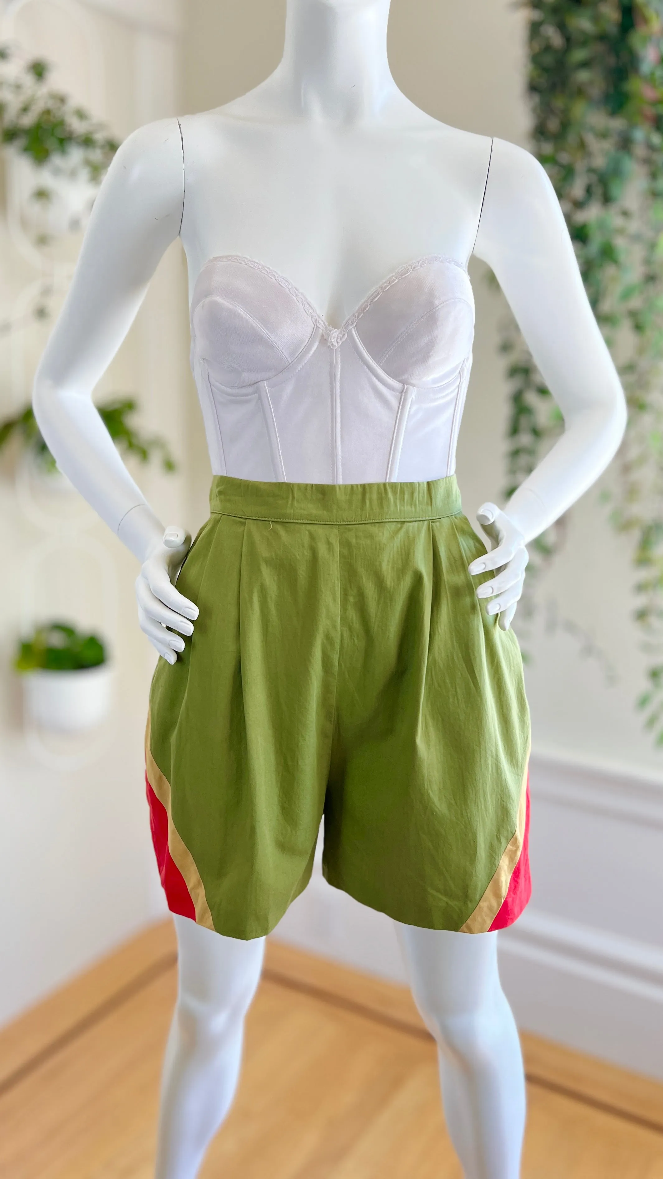 1940s 1950s Color Block Shorts | small