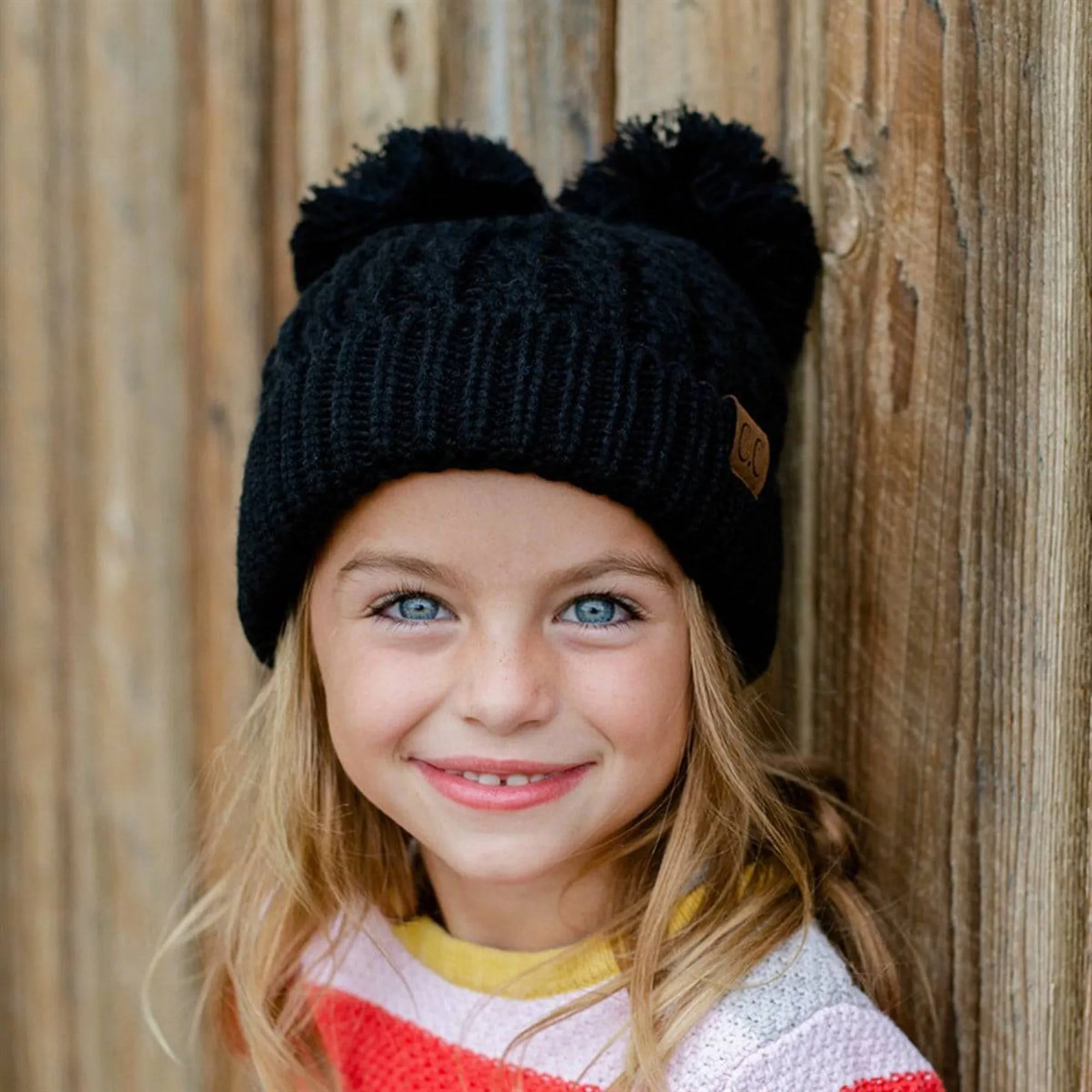 CC Kids Double Pom Kids Toddler to Adult Winter Beanies