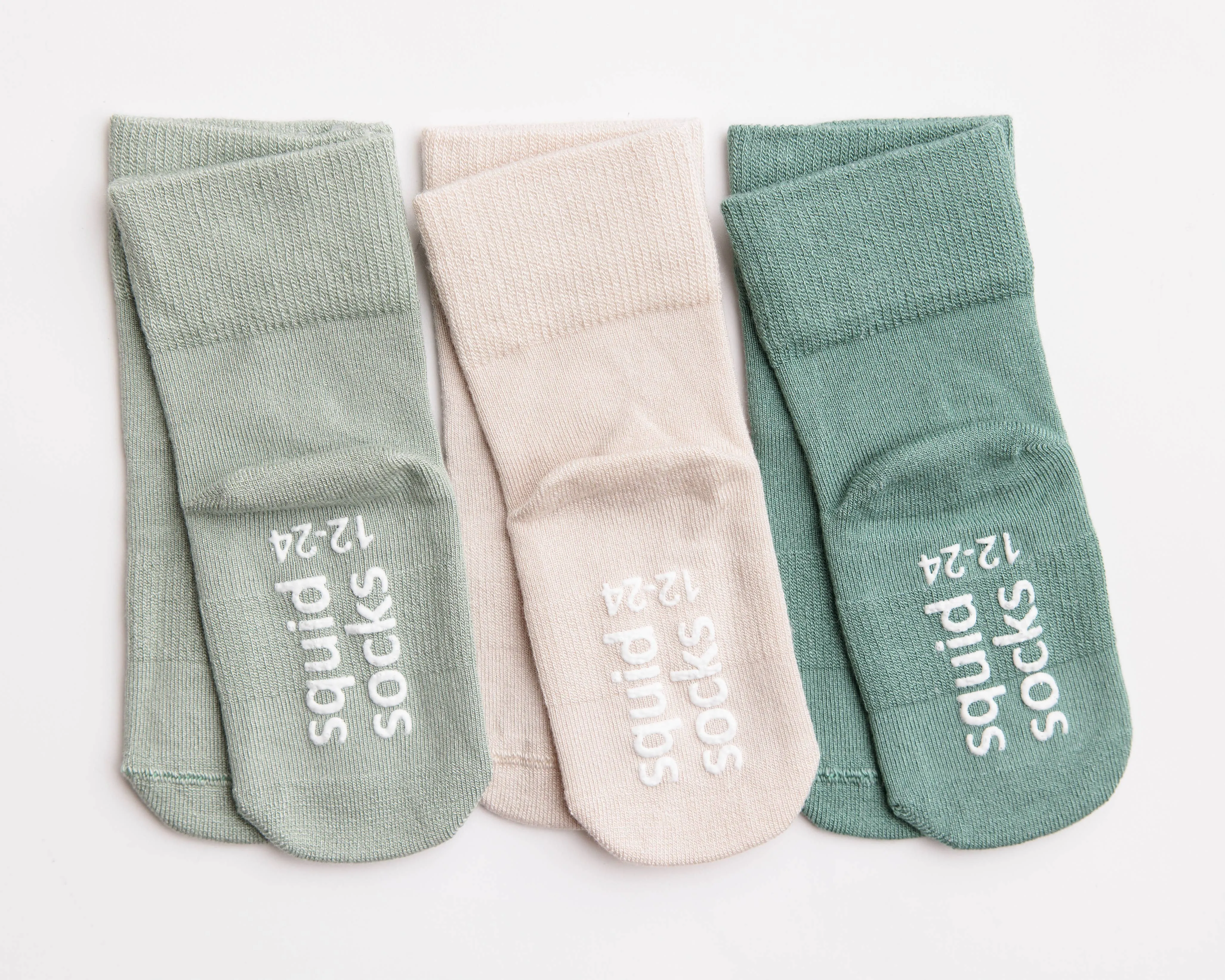 Coastal - Non-Slip Baby Socks Stone Gray, Eucalyptus, Thyme