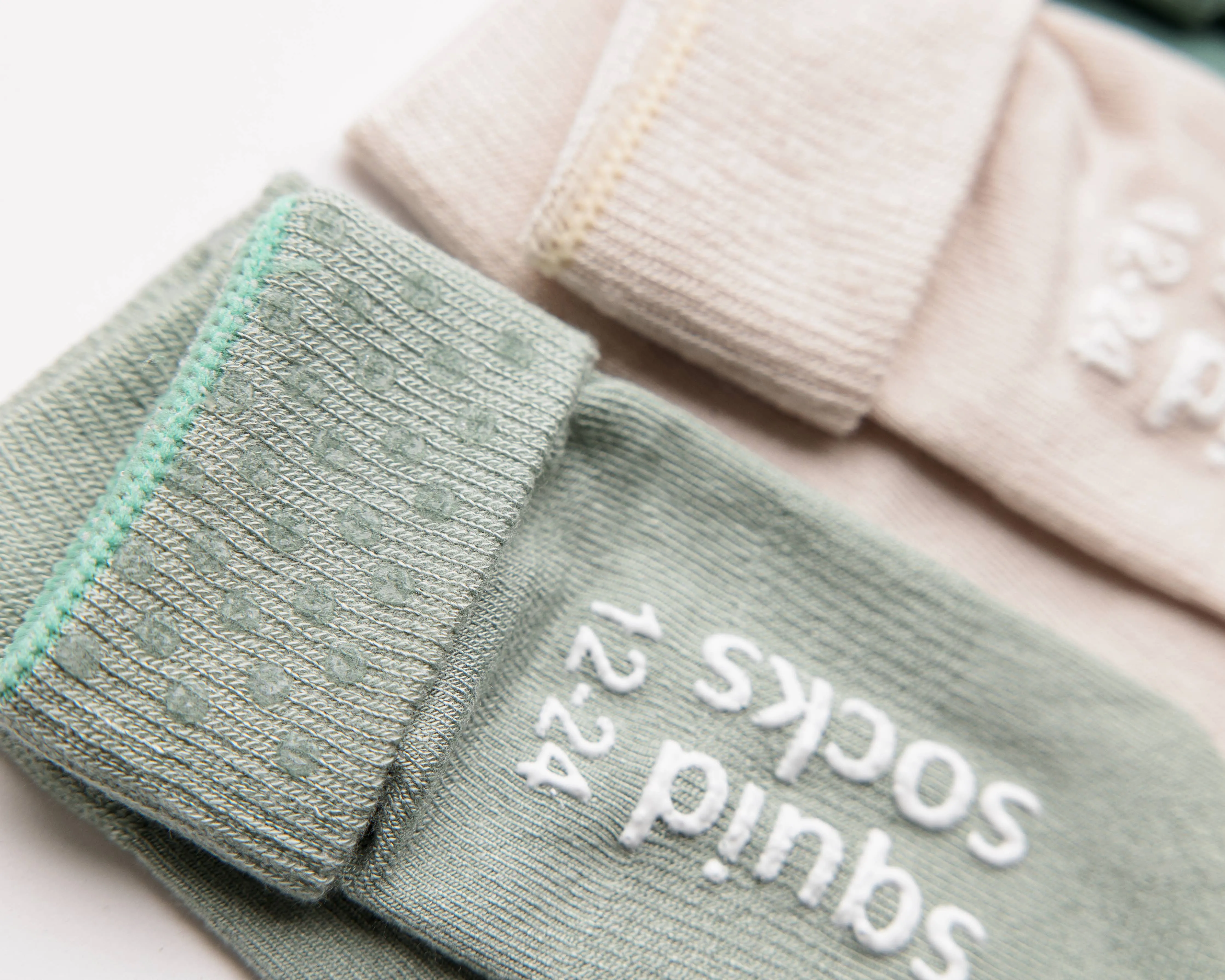 Coastal - Non-Slip Baby Socks Stone Gray, Eucalyptus, Thyme