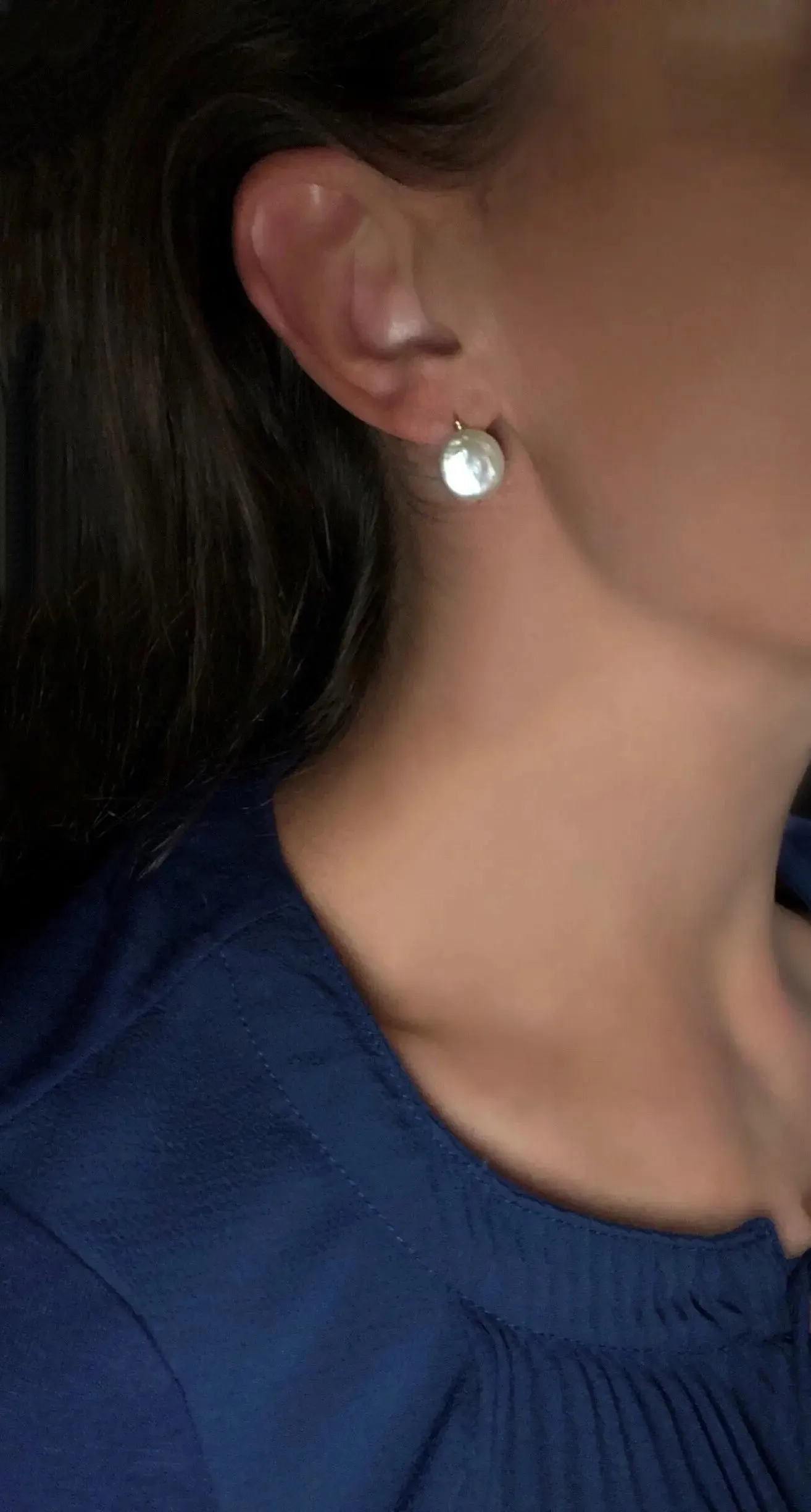 Coin Pearl Stud Earrings