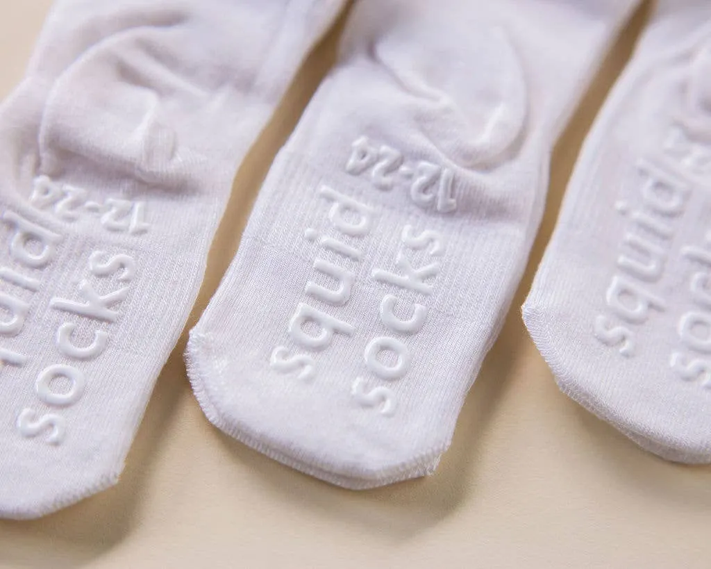 Comfort - White Lace Non-Slip Silicone Grip Baby Socks, Kids