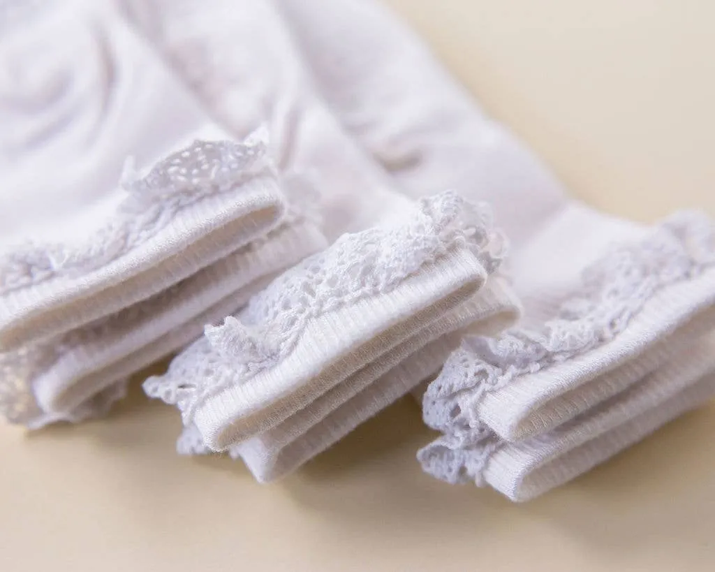 Comfort - White Lace Non-Slip Silicone Grip Baby Socks, Kids