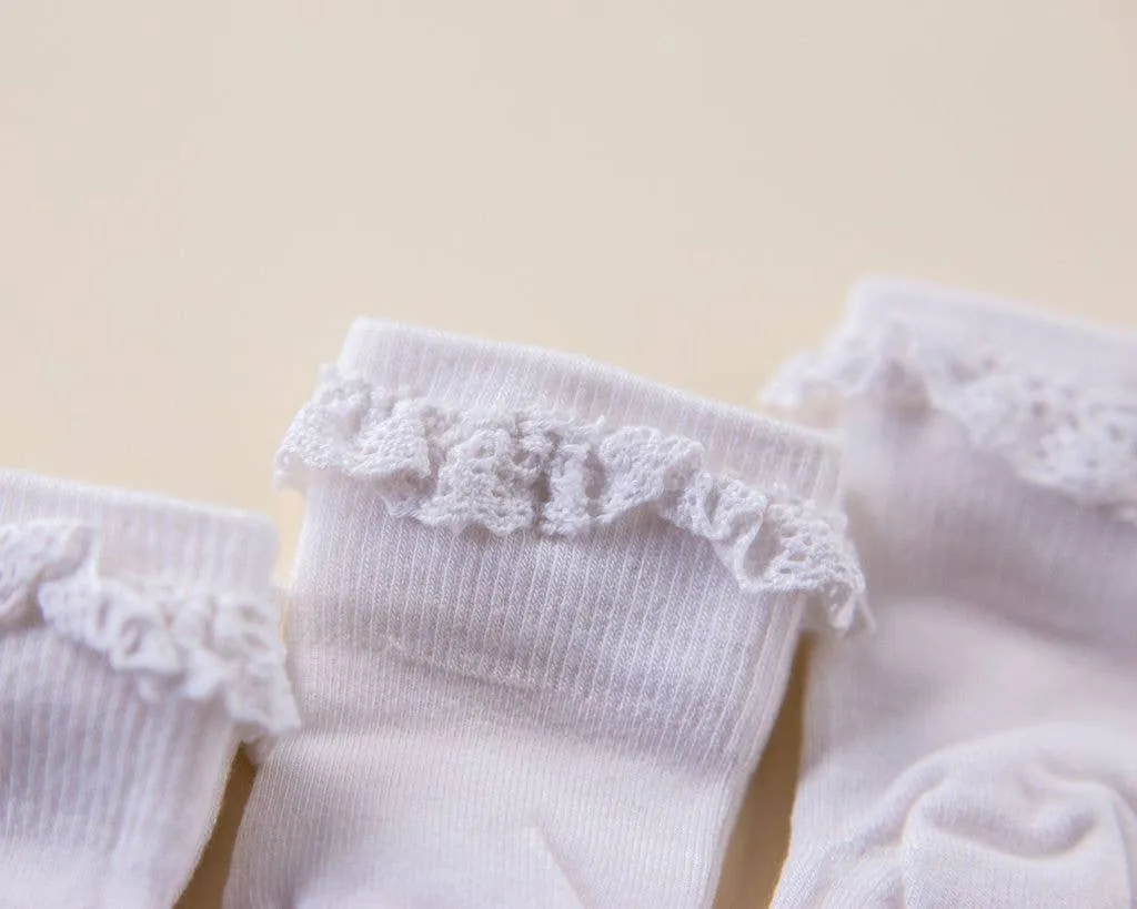 Comfort - White Lace Non-Slip Silicone Grip Baby Socks, Kids