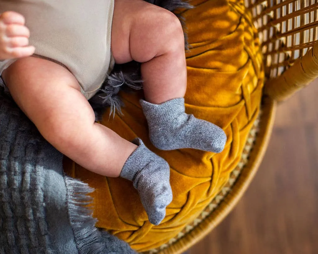 Crew - Non-Slip Baby Ankle Socks in White, Gray, Black