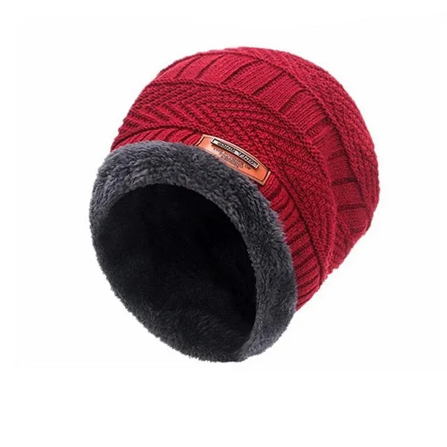 Cuzcare Set Hat Scarf for Men and Women Neck Protection Outdoor Warm Fleece Liner Knit Winter