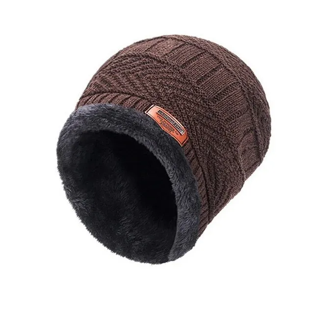 Cuzcare Set Hat Scarf for Men and Women Neck Protection Outdoor Warm Fleece Liner Knit Winter
