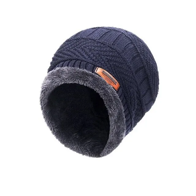 Cuzcare Set Hat Scarf for Men and Women Neck Protection Outdoor Warm Fleece Liner Knit Winter