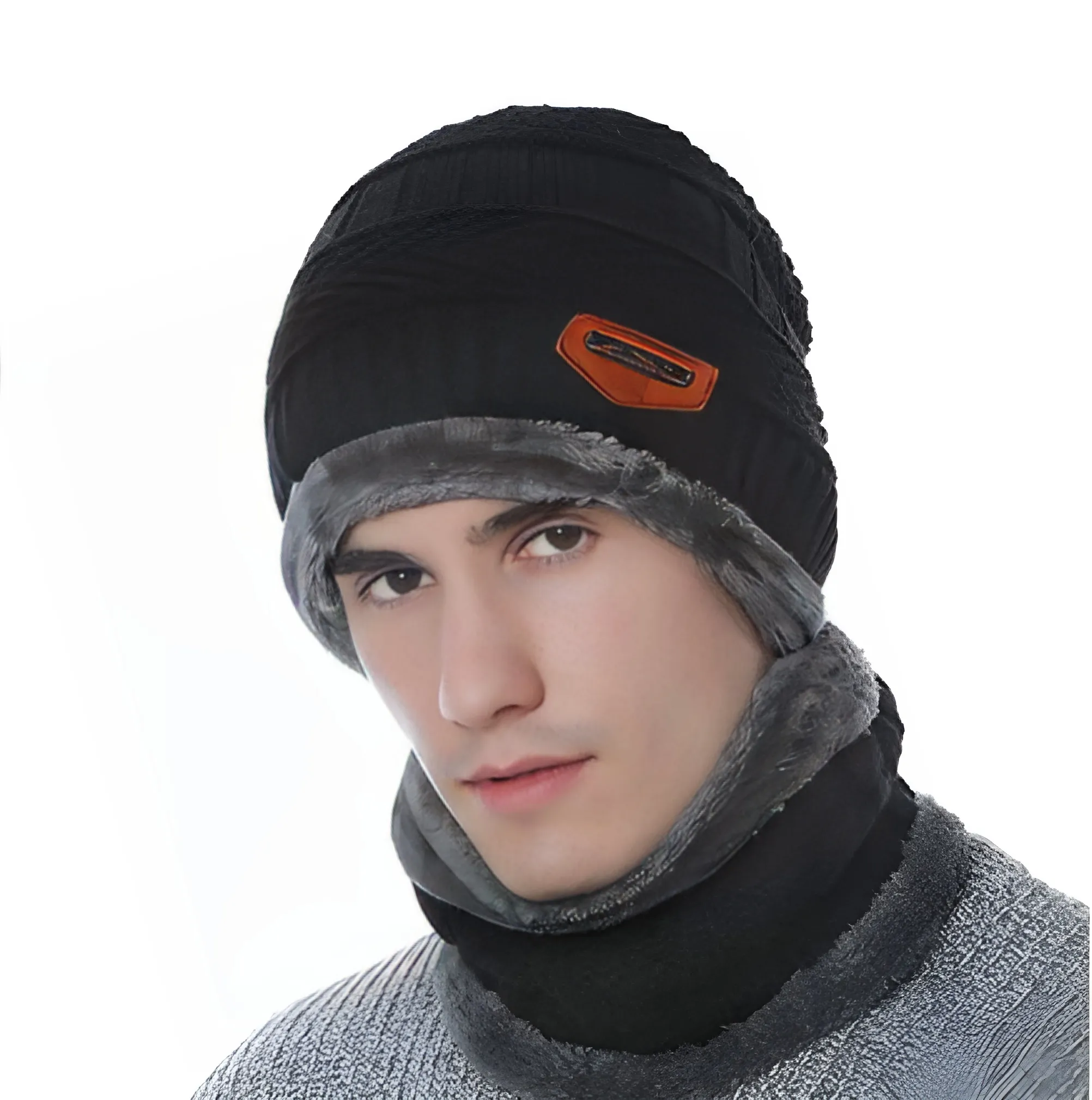 Cuzcare Set Hat Scarf for Men and Women Neck Protection Outdoor Warm Fleece Liner Knit Winter