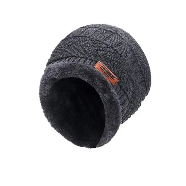 Cuzcare Set Hat Scarf for Men and Women Neck Protection Outdoor Warm Fleece Liner Knit Winter