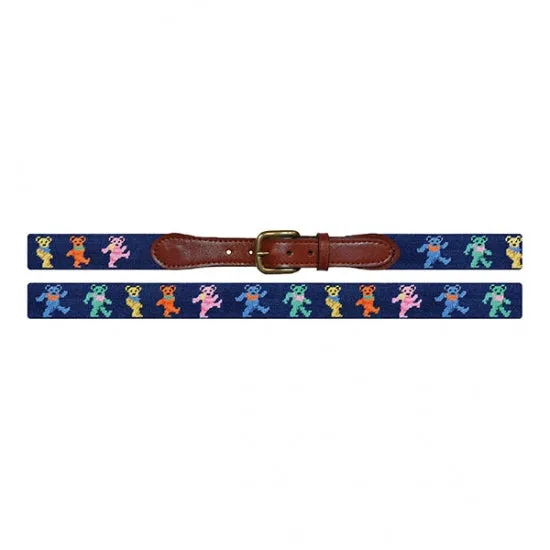 Dancing Bears Needlepoint Belt Dark Navy