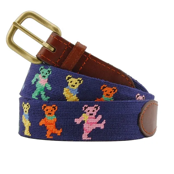Dancing Bears Needlepoint Belt Dark Navy