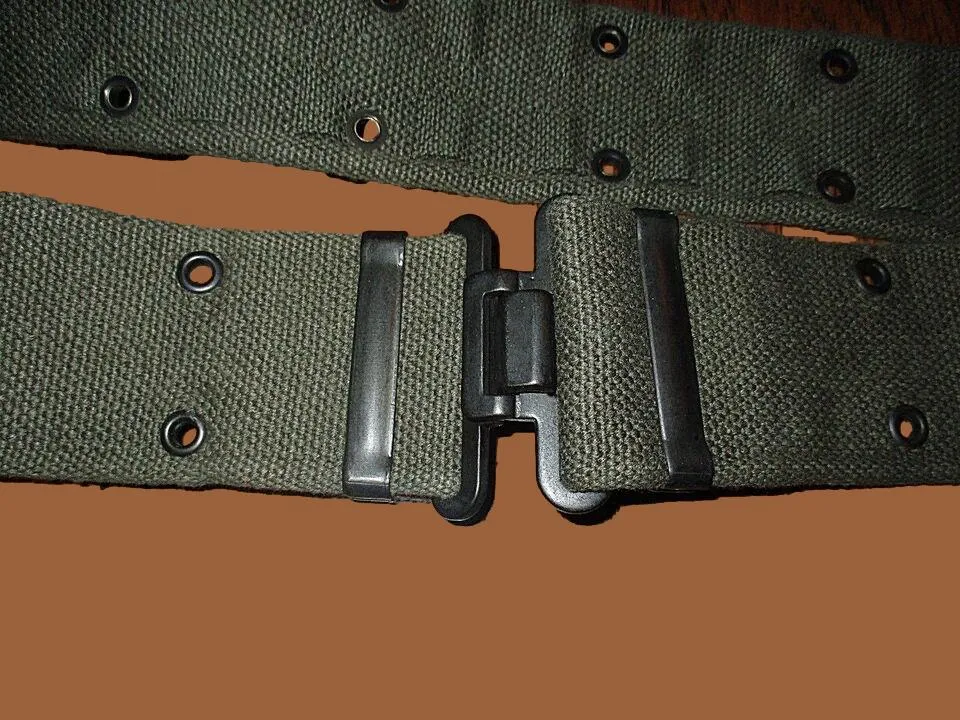 DUTCH MILITARY COMBAT PISTOL BELT HEAVY WEB OD GREEN BRITISH MADE P-37 PATTERN