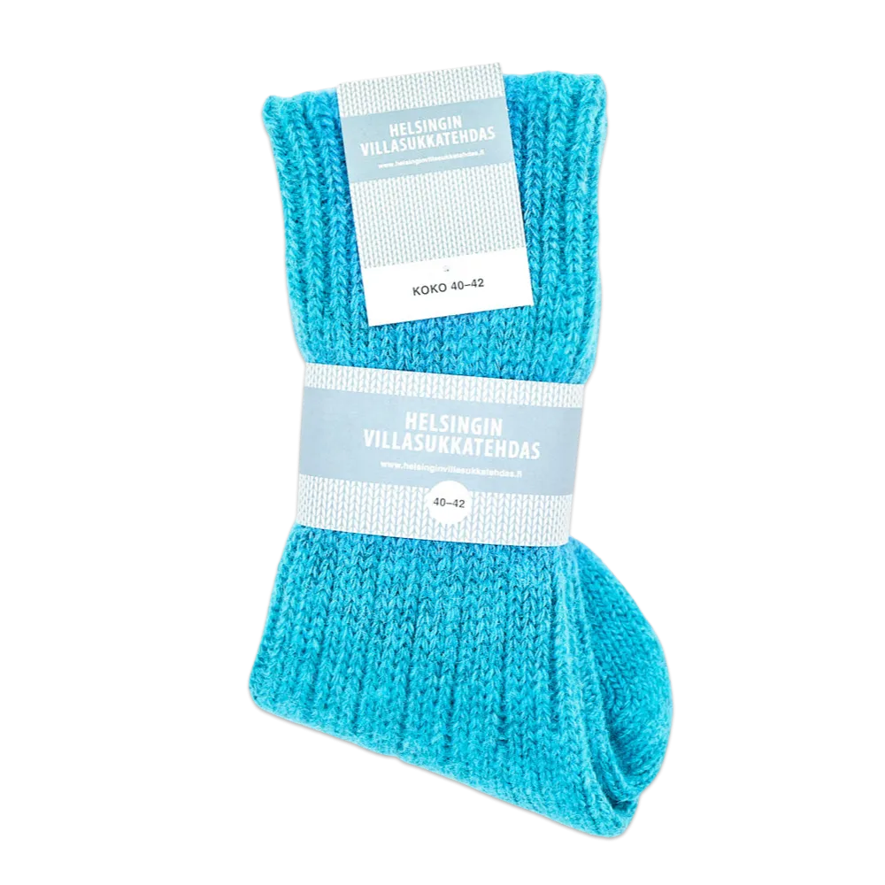 Helsinki Woolen Socks, Turquoise Blue