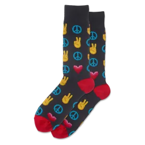HOTSOX Men's Peace And Love Crew Socks
