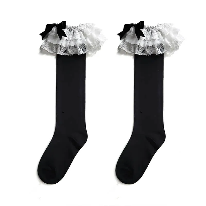 Lolita Lace Ruffle Top Bow Socks