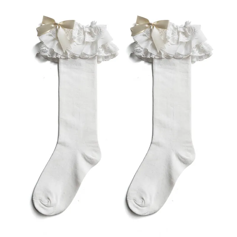 Lolita Lace Ruffle Top Bow Socks