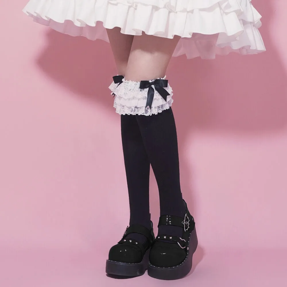 Lolita Lace Ruffle Top Bow Socks