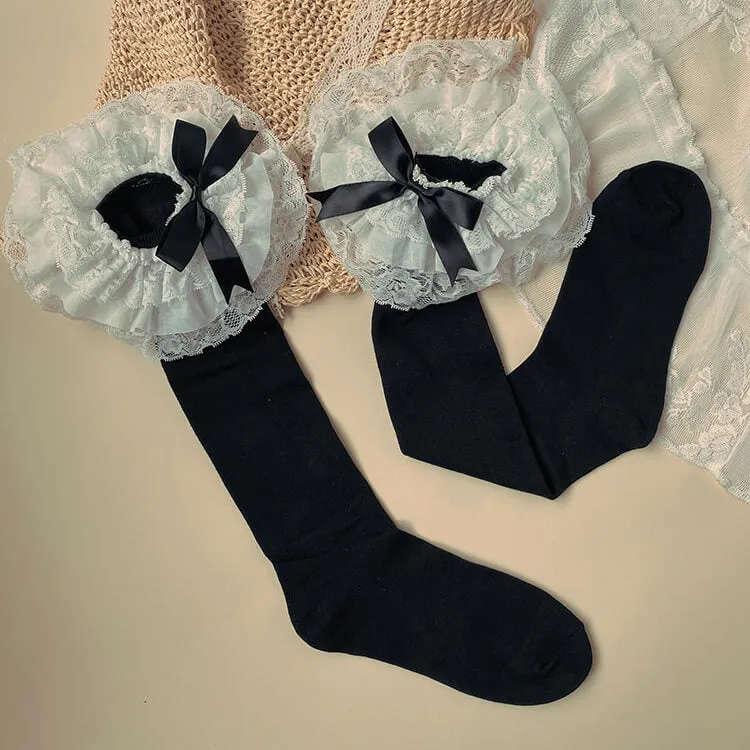 Lolita Lace Ruffle Top Bow Socks