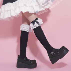 Lolita Lace Ruffle Top Bow Socks