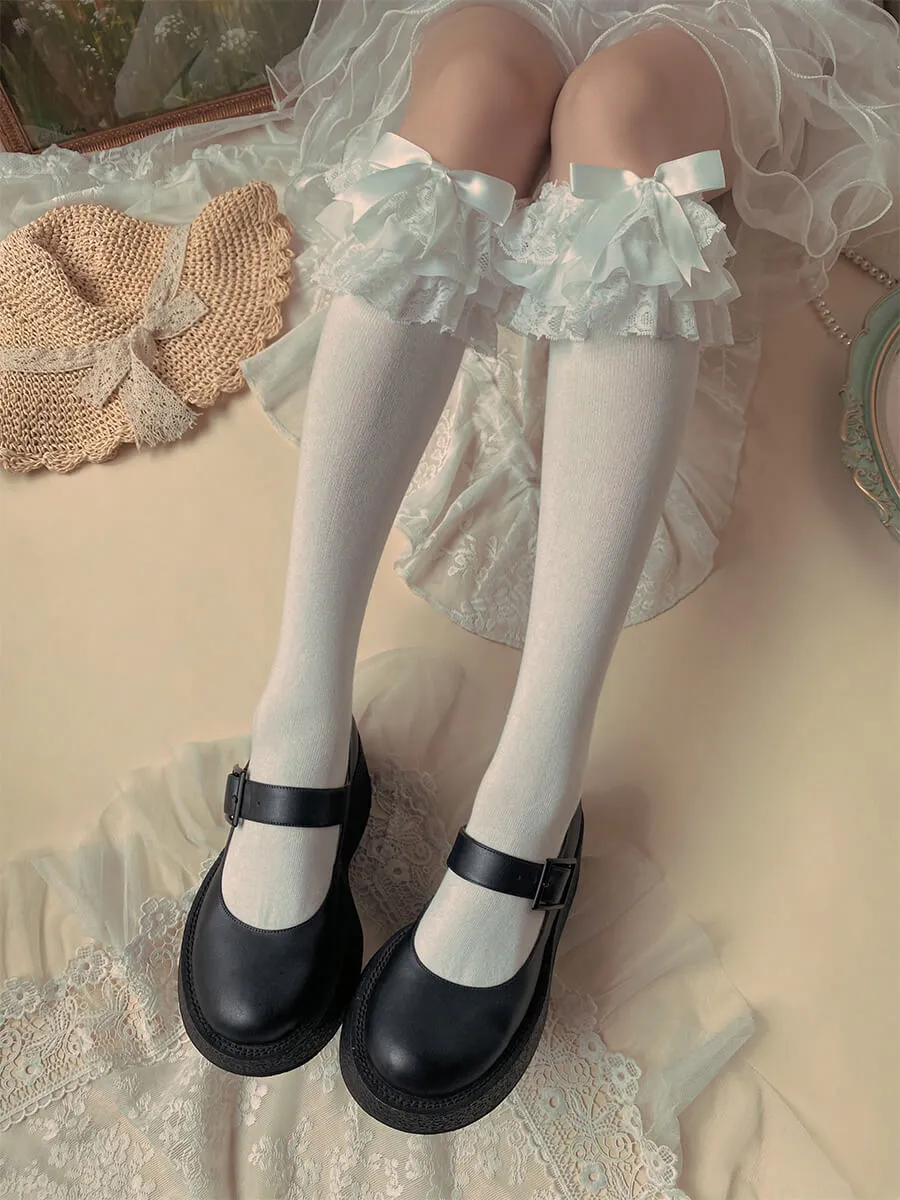 Lolita Lace Ruffle Top Bow Socks