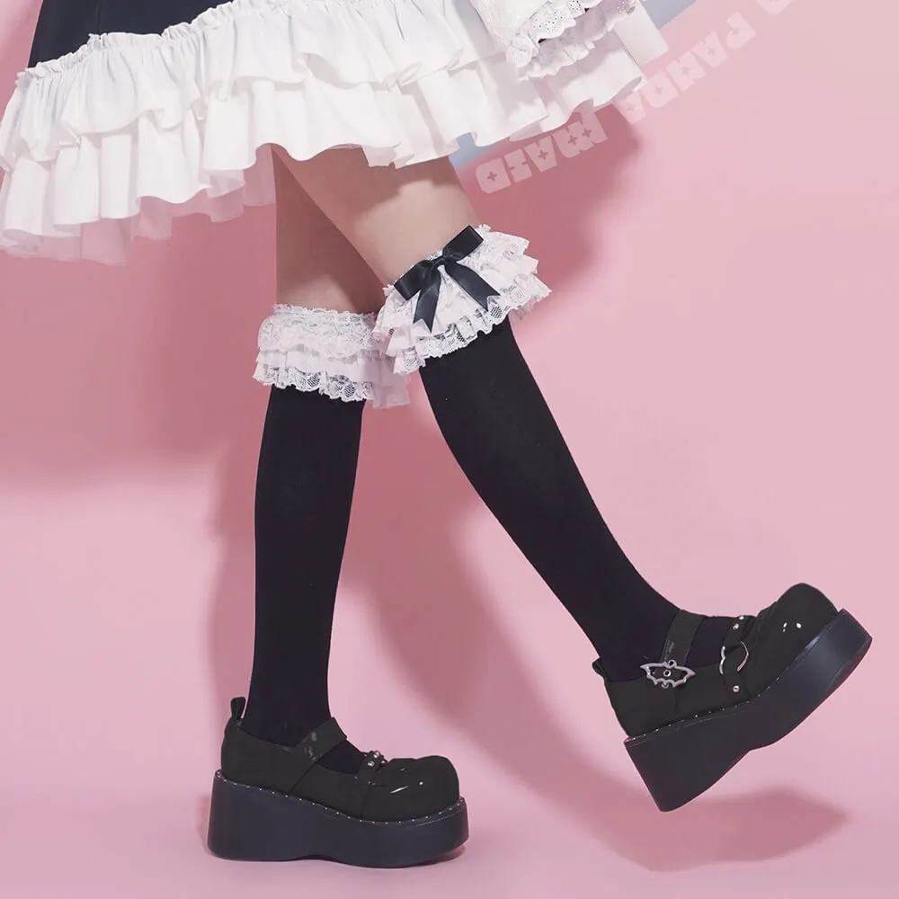 Lolita Lace Ruffle Top Bow Socks