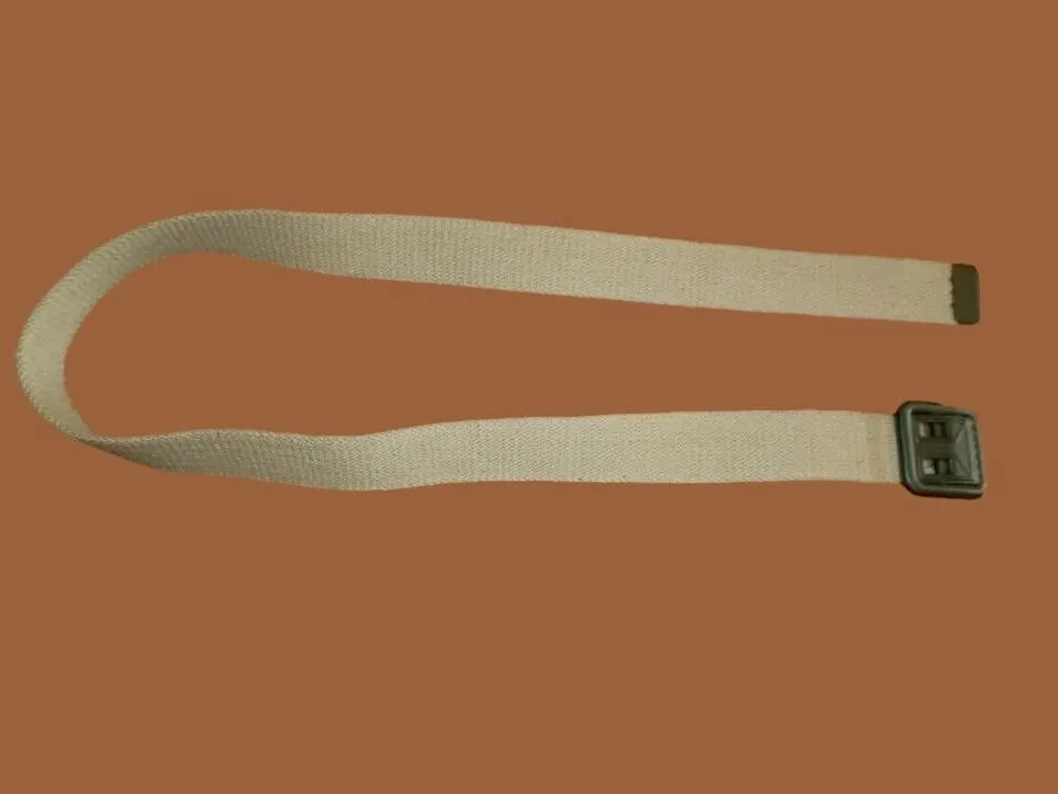 MILITARY ISSUE FRENCH ARMY KHAKI WEB BELT WITH OPEN FACE BUCKLE LARGE ORIGINAL
