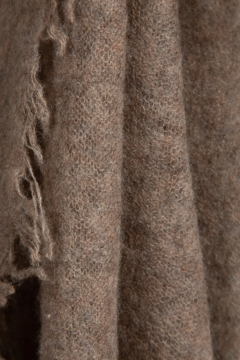 Open knitted Shawl plain ( BABY CASHMERE ) Coffee