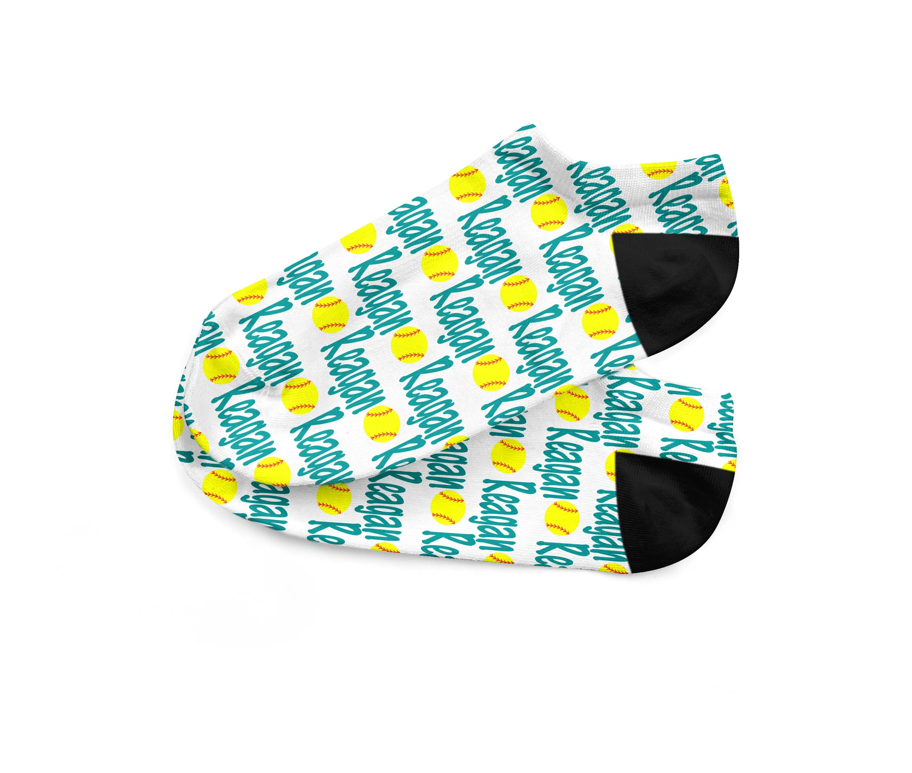 Personalized Custom Softball Ankle Socks - Fits Sizes 4-10 - Great Team Gift