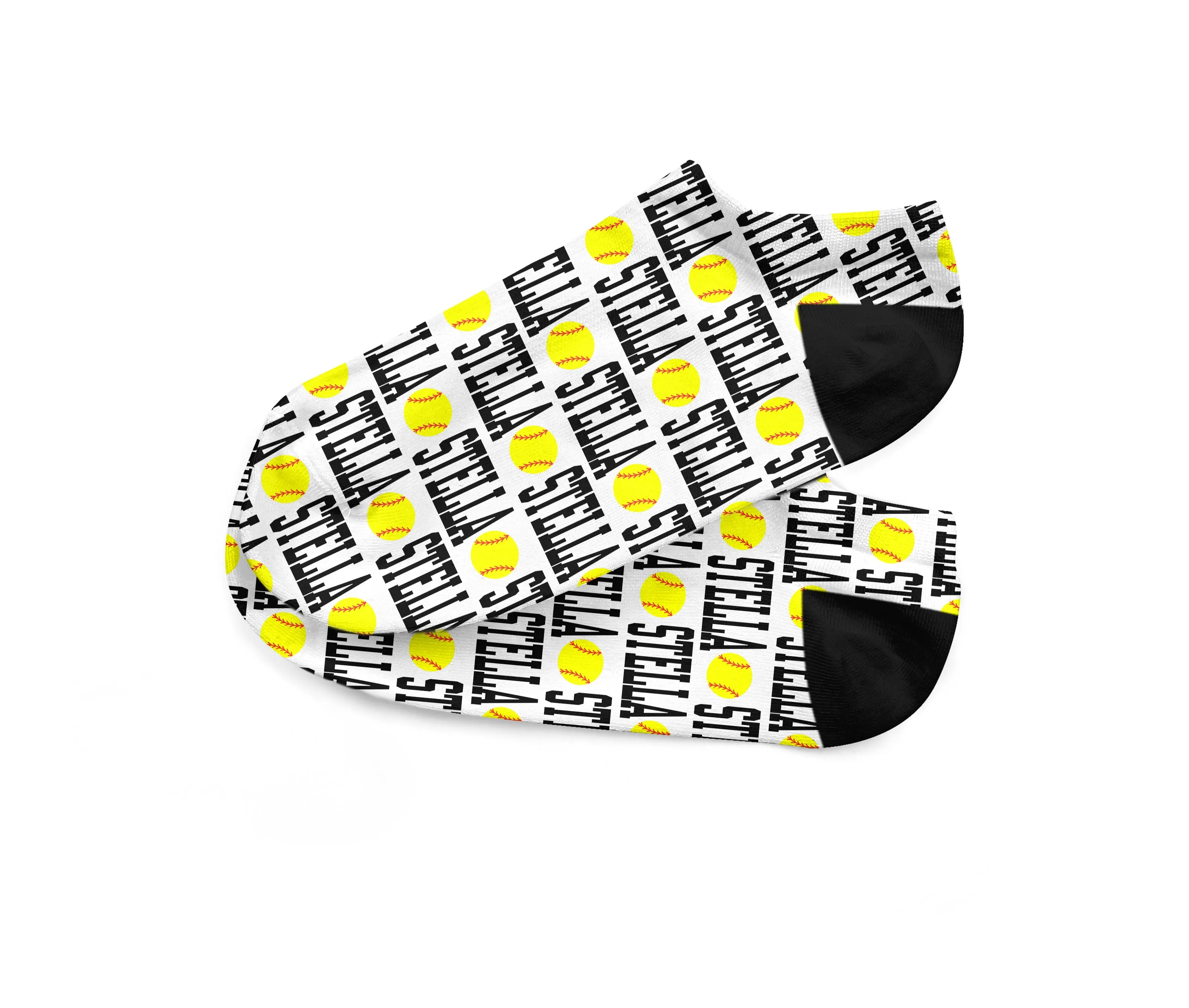 Personalized Custom Softball Ankle Socks - Fits Sizes 4-10 - Great Team Gift