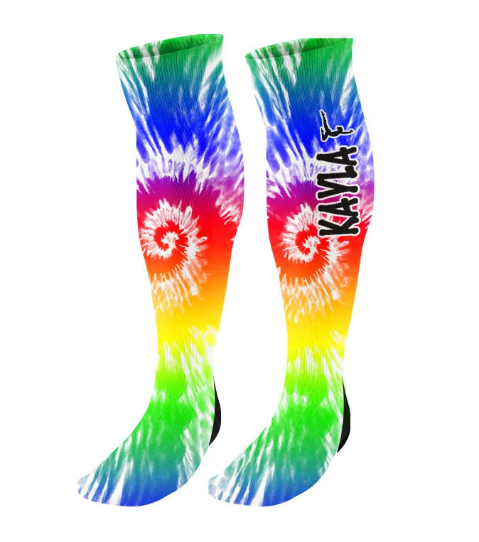 Personalized Gymnast Knee High Socks - Tie Dye Background