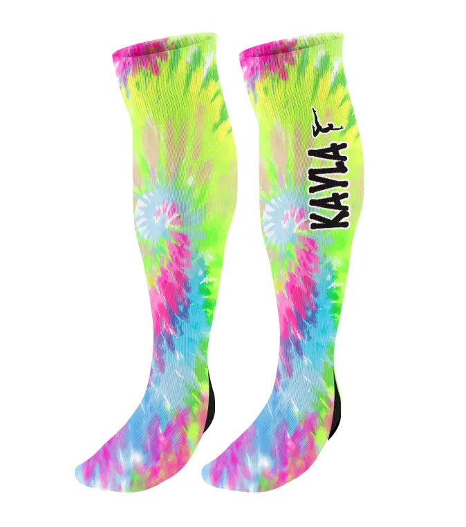 Personalized Gymnast Knee High Socks - Tie Dye Background