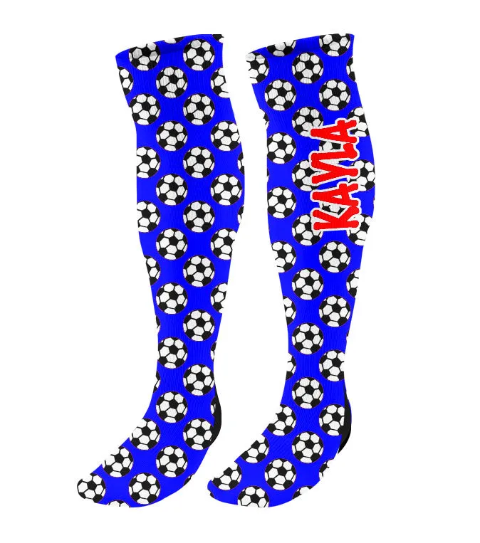 Personalized Soccer Knee High Socks with Mini Soccer Balls