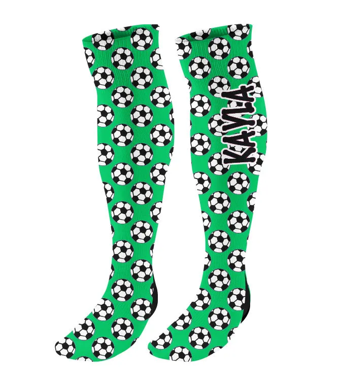 Personalized Soccer Knee High Socks with Mini Soccer Balls