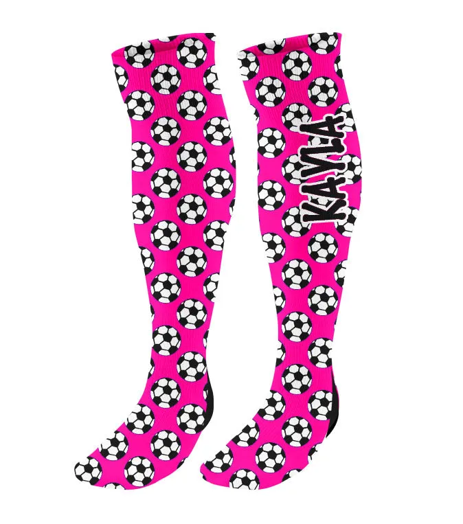 Personalized Soccer Knee High Socks with Mini Soccer Balls
