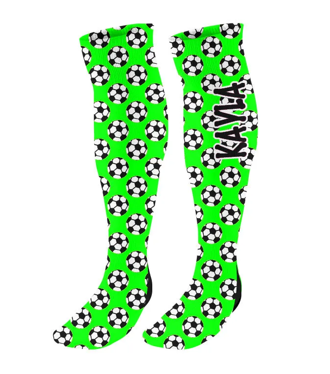 Personalized Soccer Knee High Socks with Mini Soccer Balls