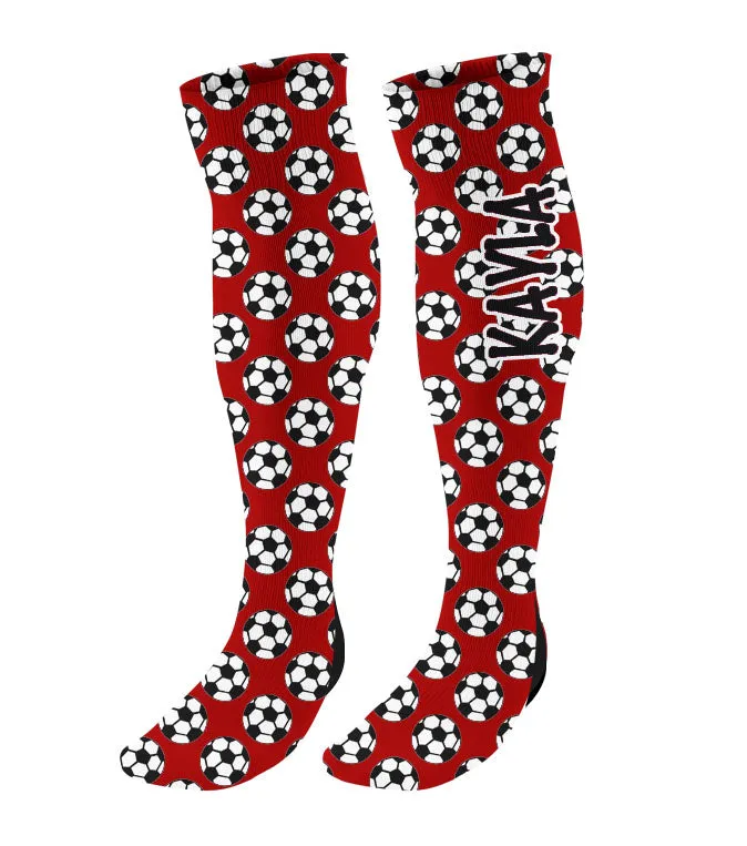 Personalized Soccer Knee High Socks with Mini Soccer Balls