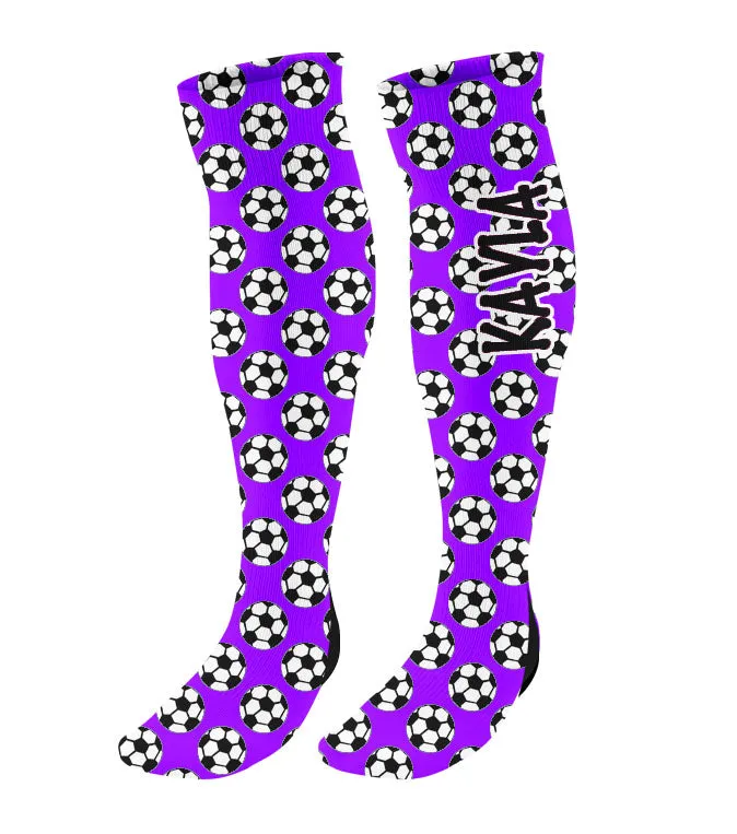 Personalized Soccer Knee High Socks with Mini Soccer Balls