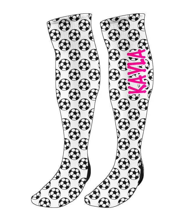 Personalized Soccer Knee High Socks with Mini Soccer Balls