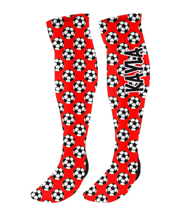 Personalized Soccer Knee High Socks with Mini Soccer Balls