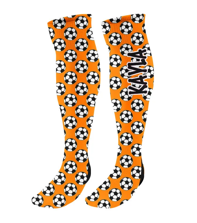 Personalized Soccer Knee High Socks with Mini Soccer Balls