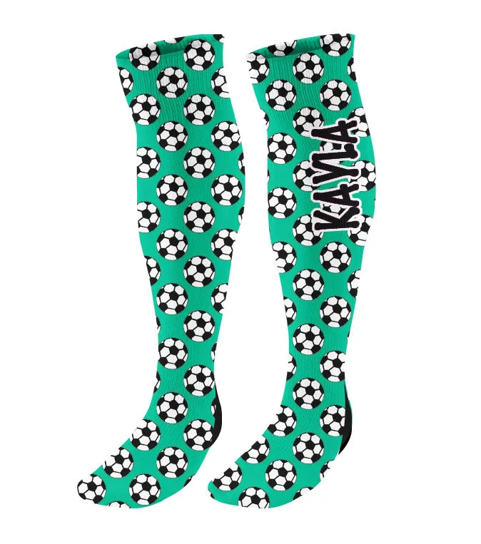 Personalized Soccer Knee High Socks with Mini Soccer Balls