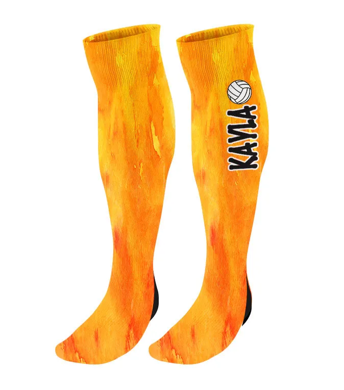 Personalized Volleyball Knee High Socks - Watercolor Background