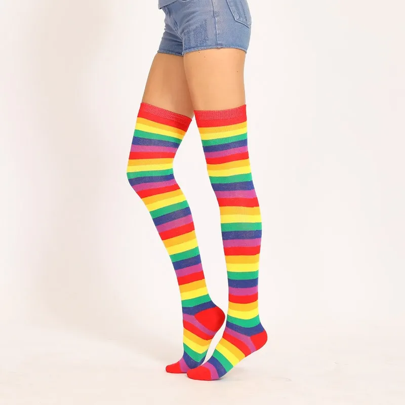 Rainbow Stripe Knee High Socks