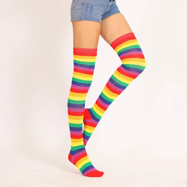 Rainbow Stripe Knee High Socks